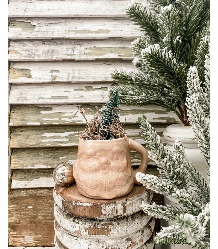 Vintage Rare White Holt Howard Santa Mug - Stained, Crazed - Holiday 